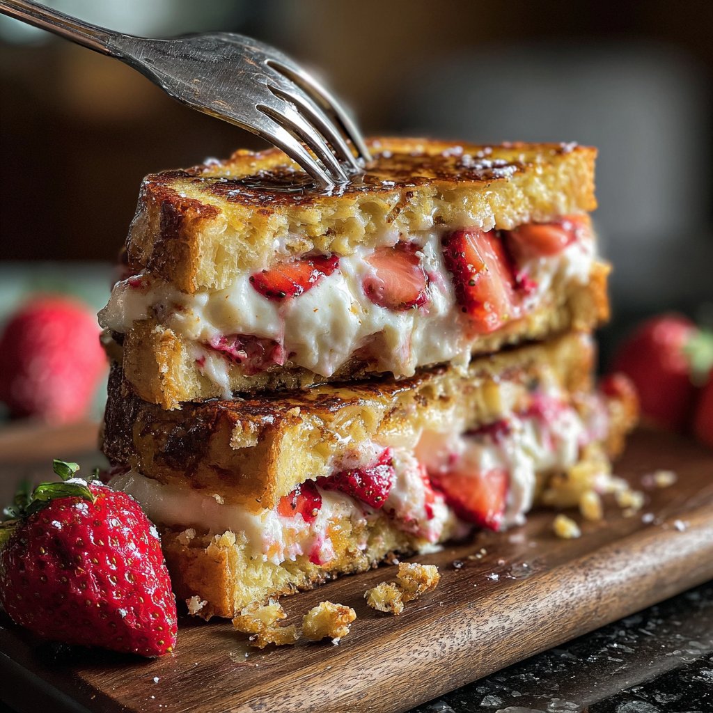 Strawberry Cream Cheese Stuffed French Toast
