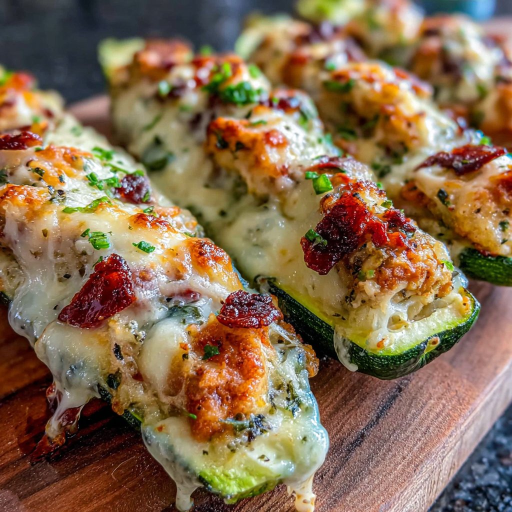 Chicken Stuffed Zucchini Boats
