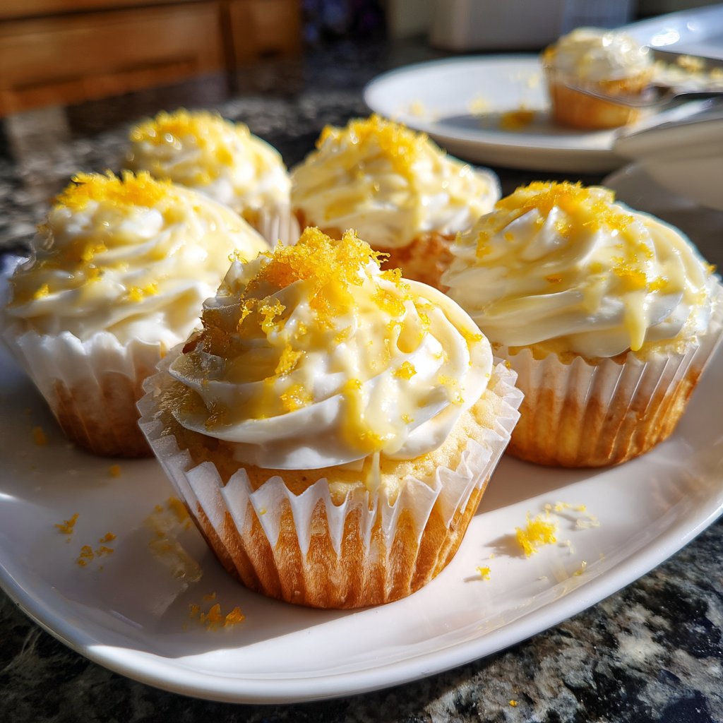 Zingy Lemon Sorbet Cupcakes