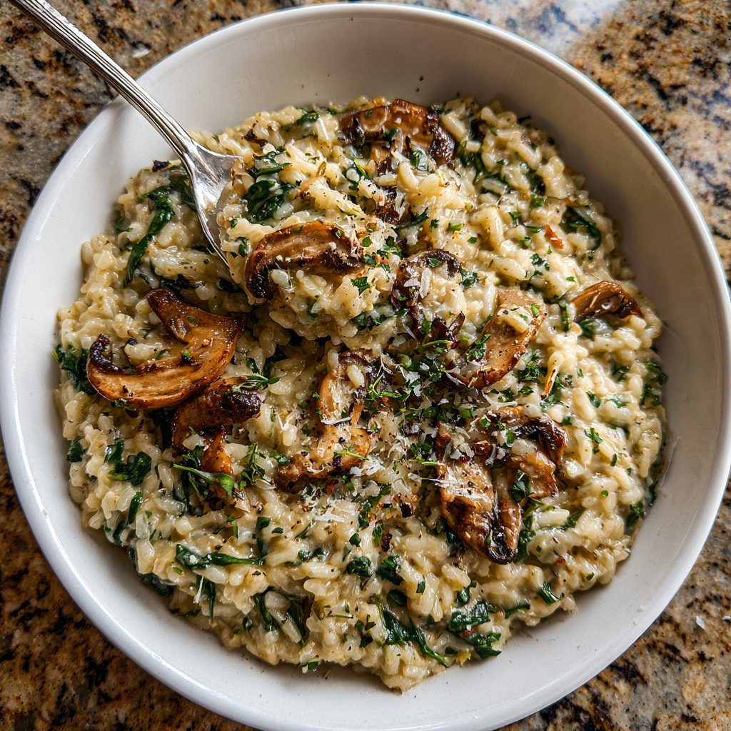Creamy Mushroom and Spinach Risotto