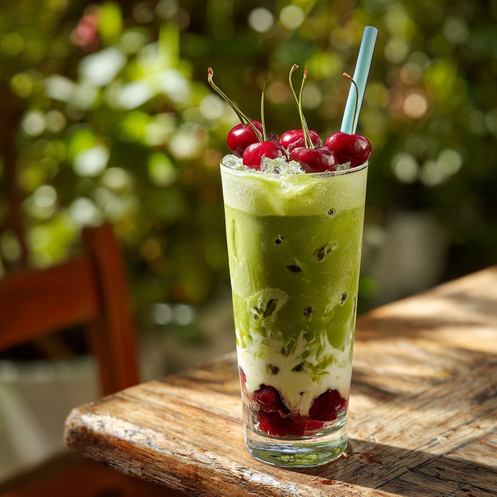 Cherry Vanilla Iced Matcha