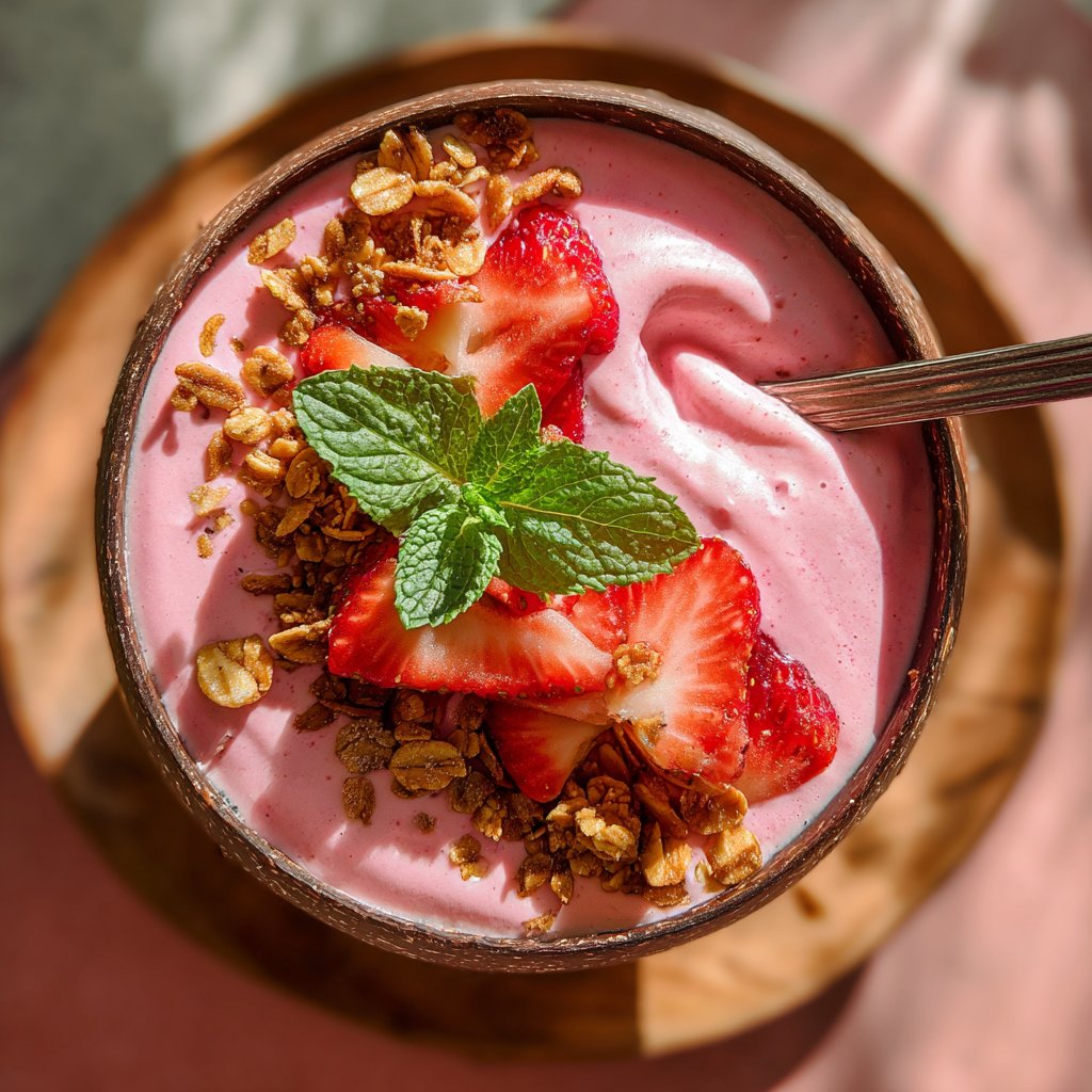 Strawberry Milkshake Smoothie Bowl
