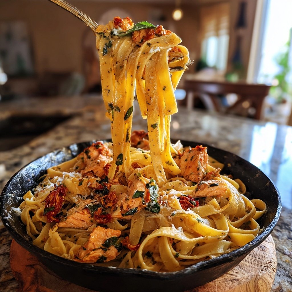 Sundried Tomato Salmon Fettuccine