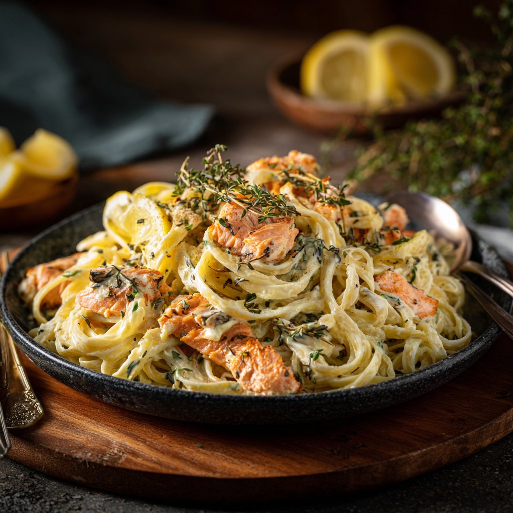 Thyme-Infused Salmon Pasta Delight