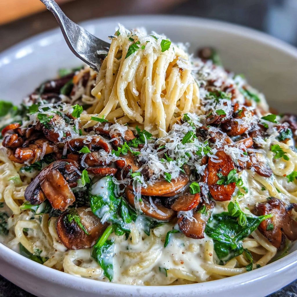Creamy Spinach Mushroom Pasta