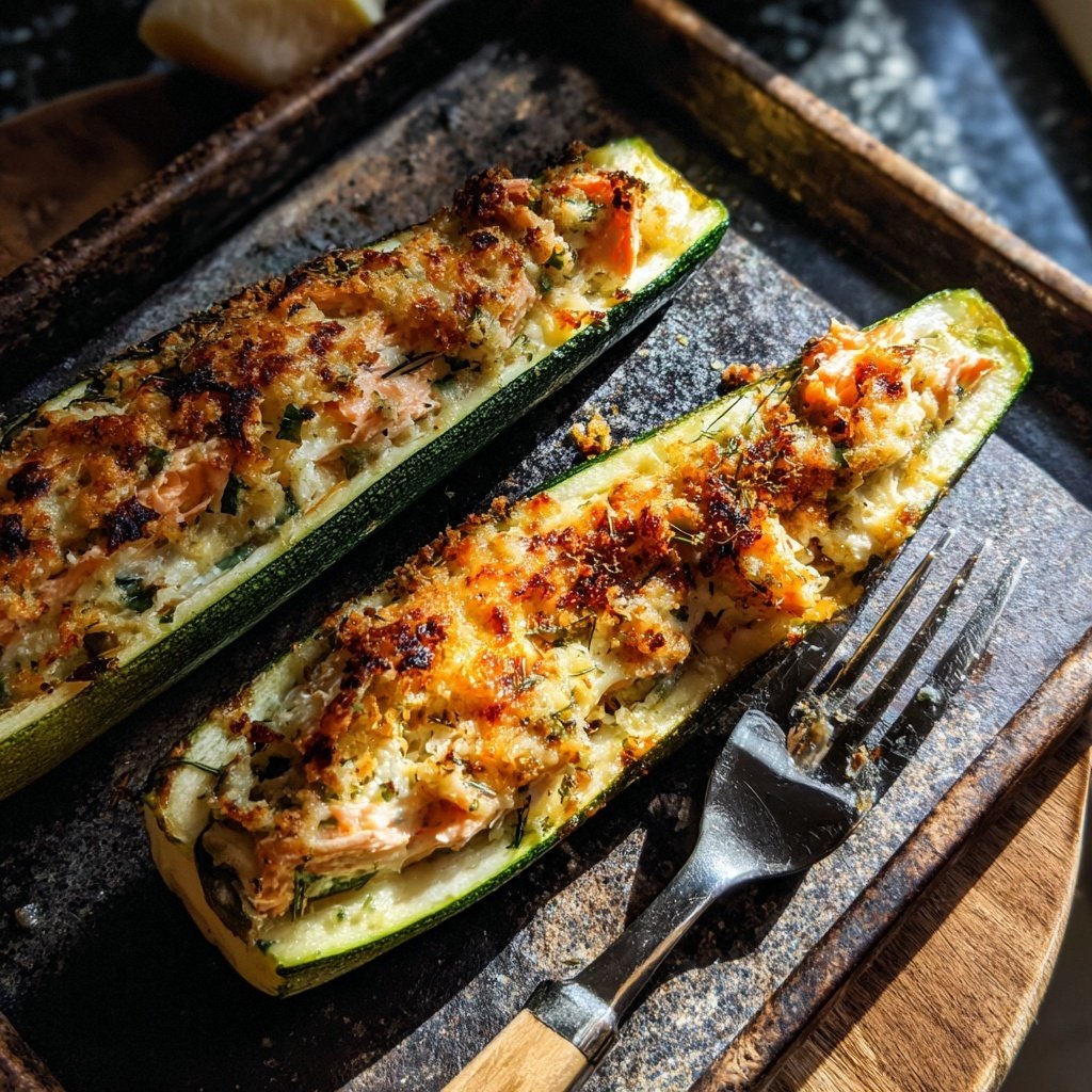 Stuffed Zucchini with Salmon