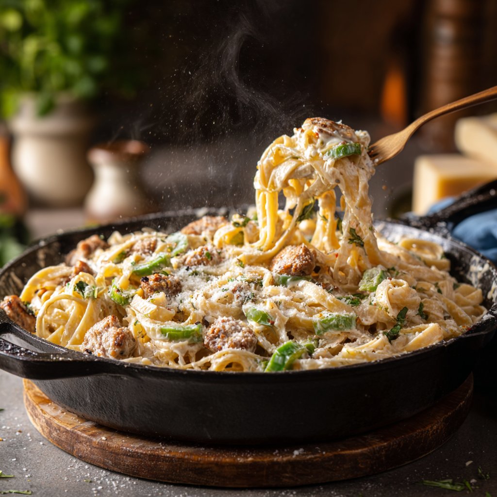 One Pot Creamy Cajun Sausage Alfredo